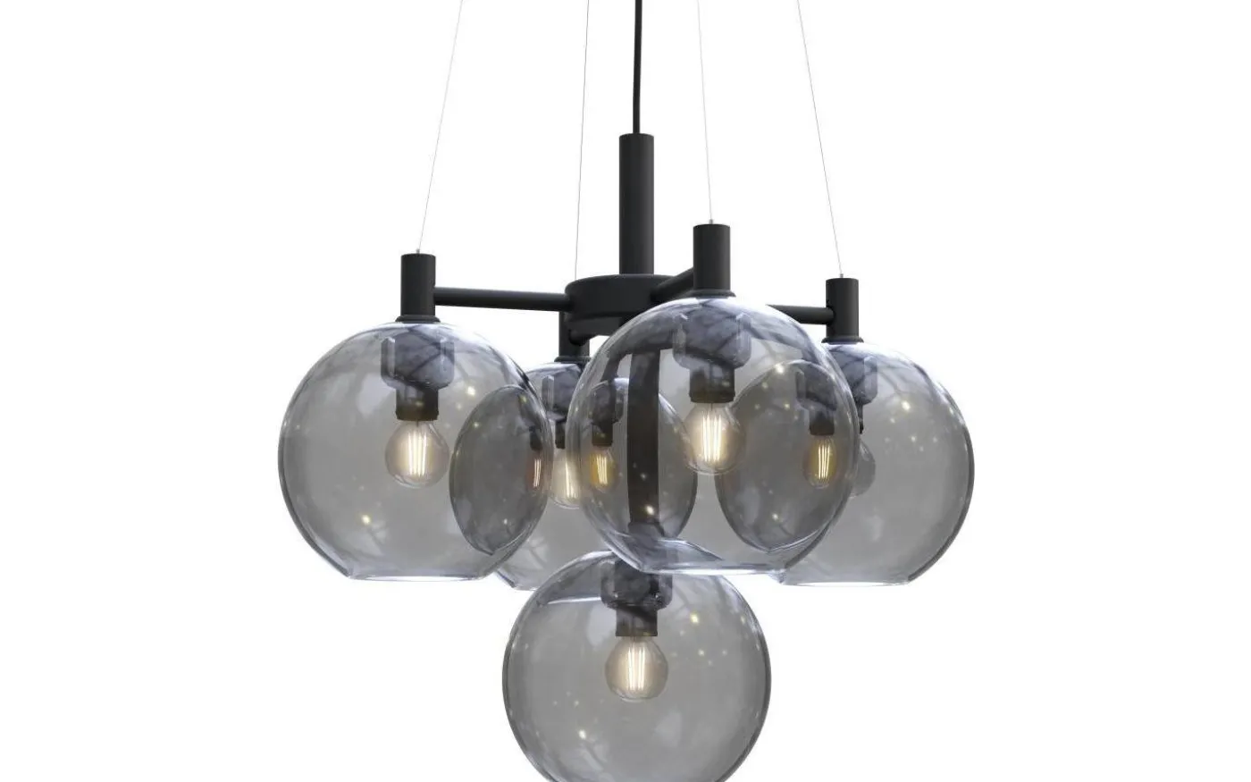 Gloria Taklampa 51cm 5L Svartstruktur/Rökfärgat Glas