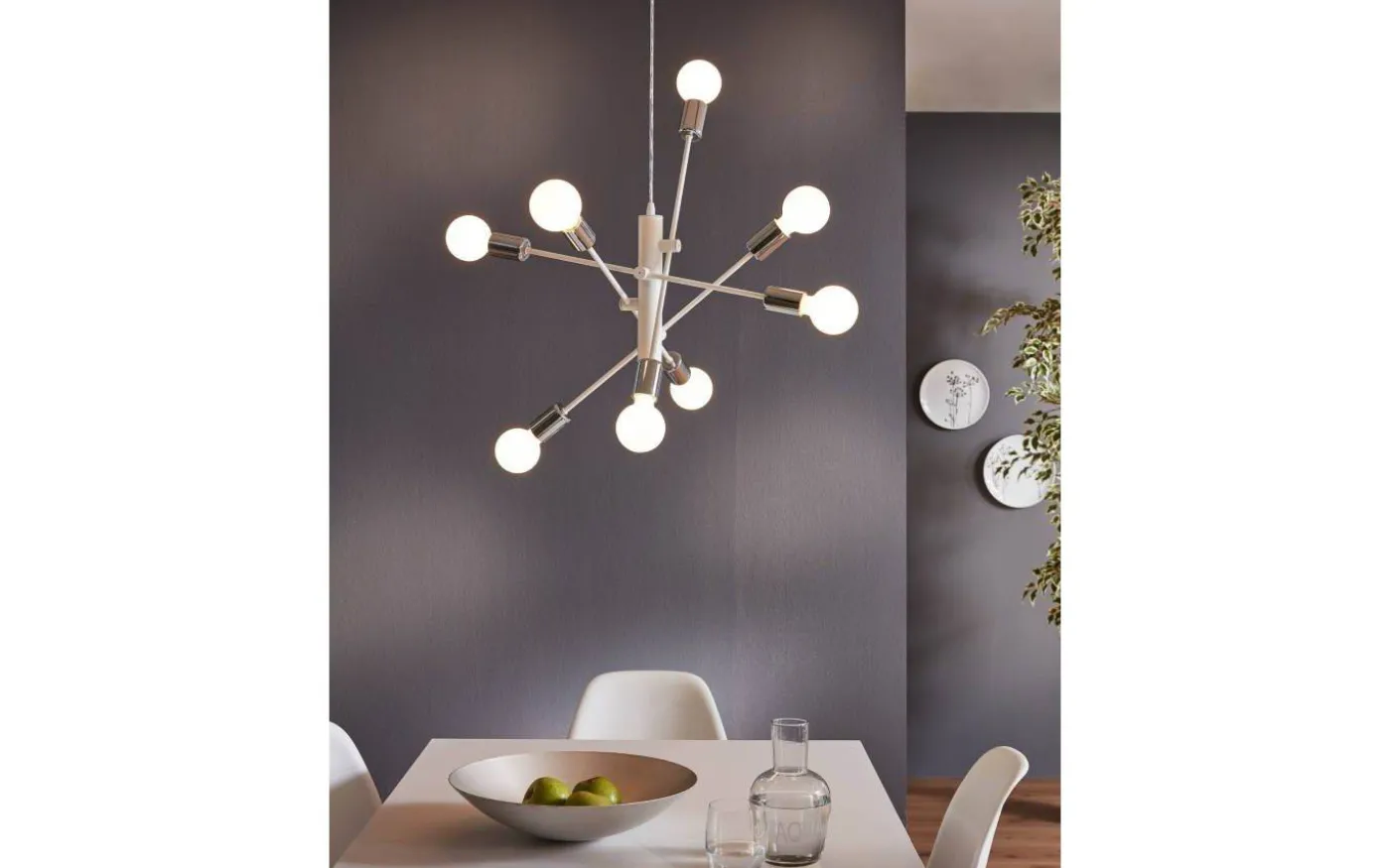 Gradoli Taklampa 71cm 8L Vit/Krom