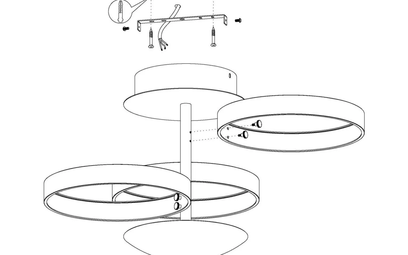 Gromola Plafond 54cm LED 3000K 33,8W Svart