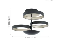 Gromola Plafond 54cm LED 3000K 33,8W Svart