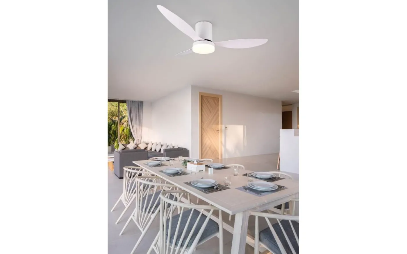 Göteborg Takfläkt 132cm LED matt vit