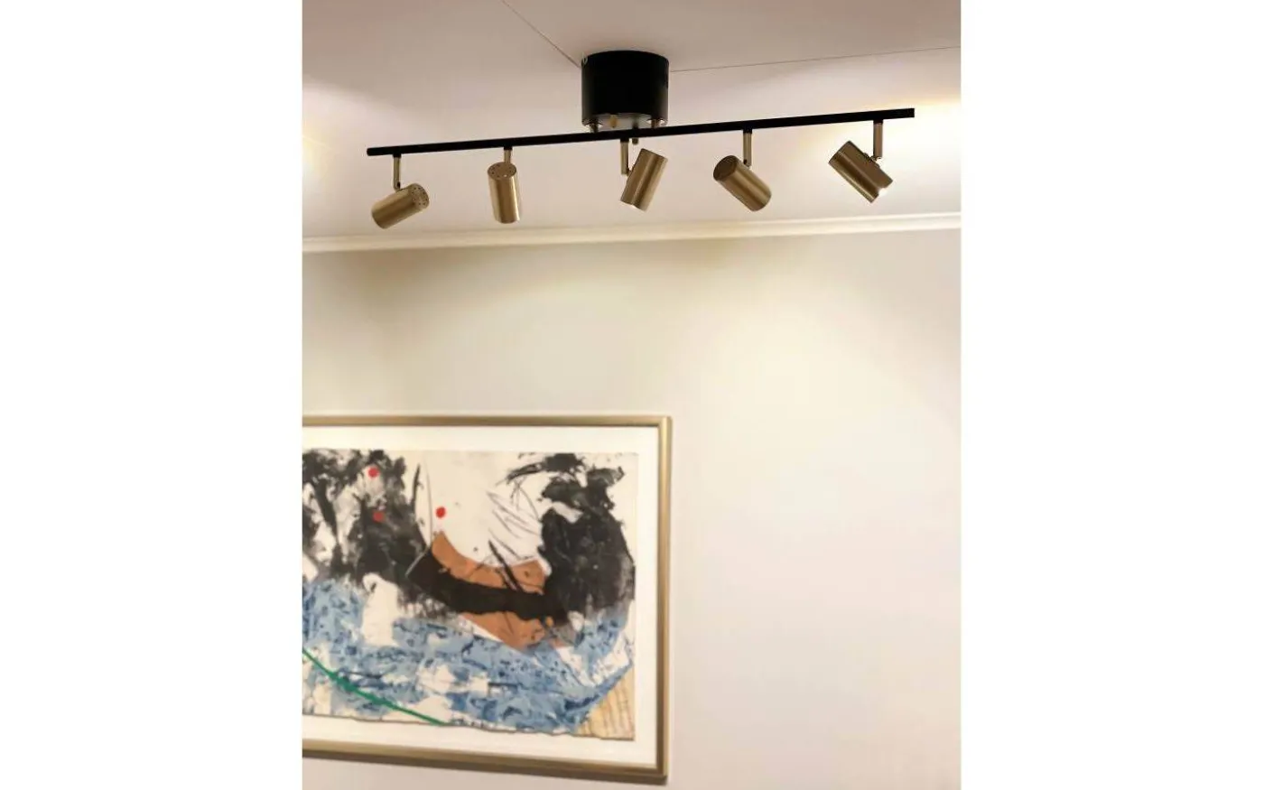 Gusto Takspotlight 80cm LED 5x5W 3000K Svart/Mässing