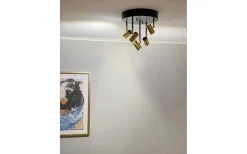 Gusto Takspotlight 30cm LED 5x5W 3000K Svart/Mässing