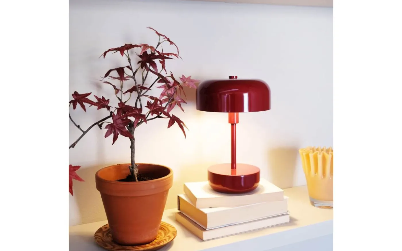 Haipot Uppladdningsbar Bordslampa 26cm LED 3000K 3W Mörkröd IP44