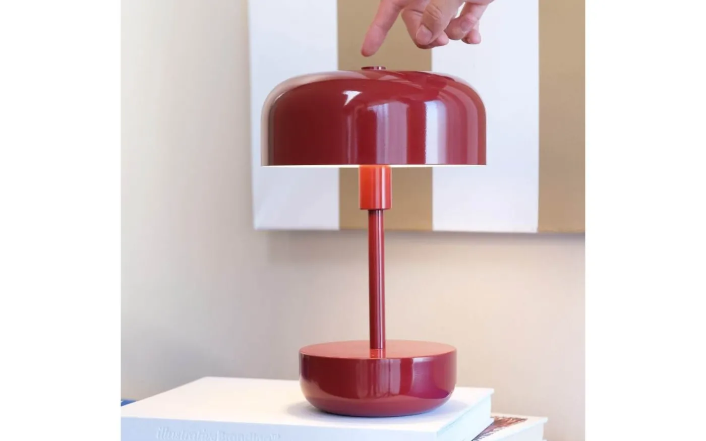 Haipot Uppladdningsbar Bordslampa 26cm LED 3000K 3W Mörkröd IP44