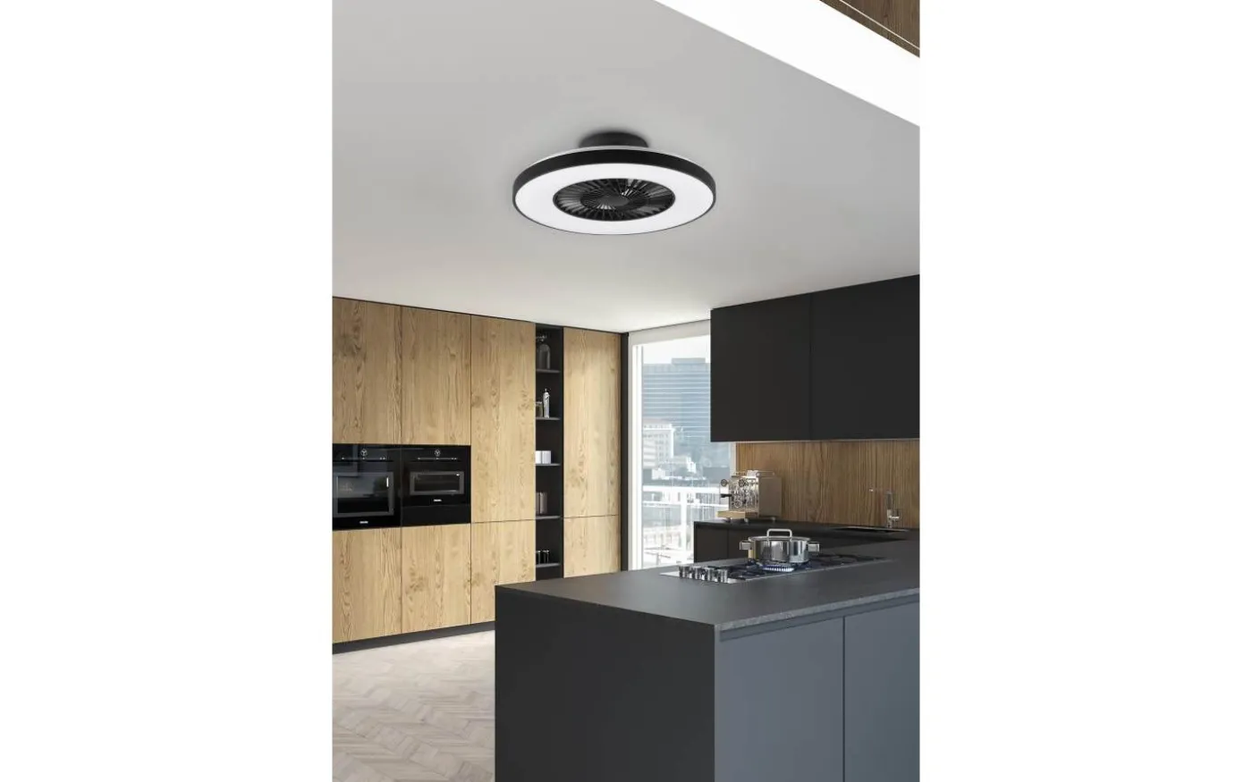 Halmstad Takfläkt 58cm LED mattsvart stjärnljus