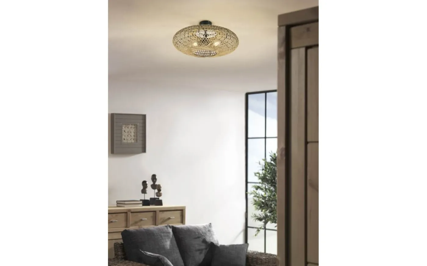 Hedda Plafond 2xE27 matt svart/sisal