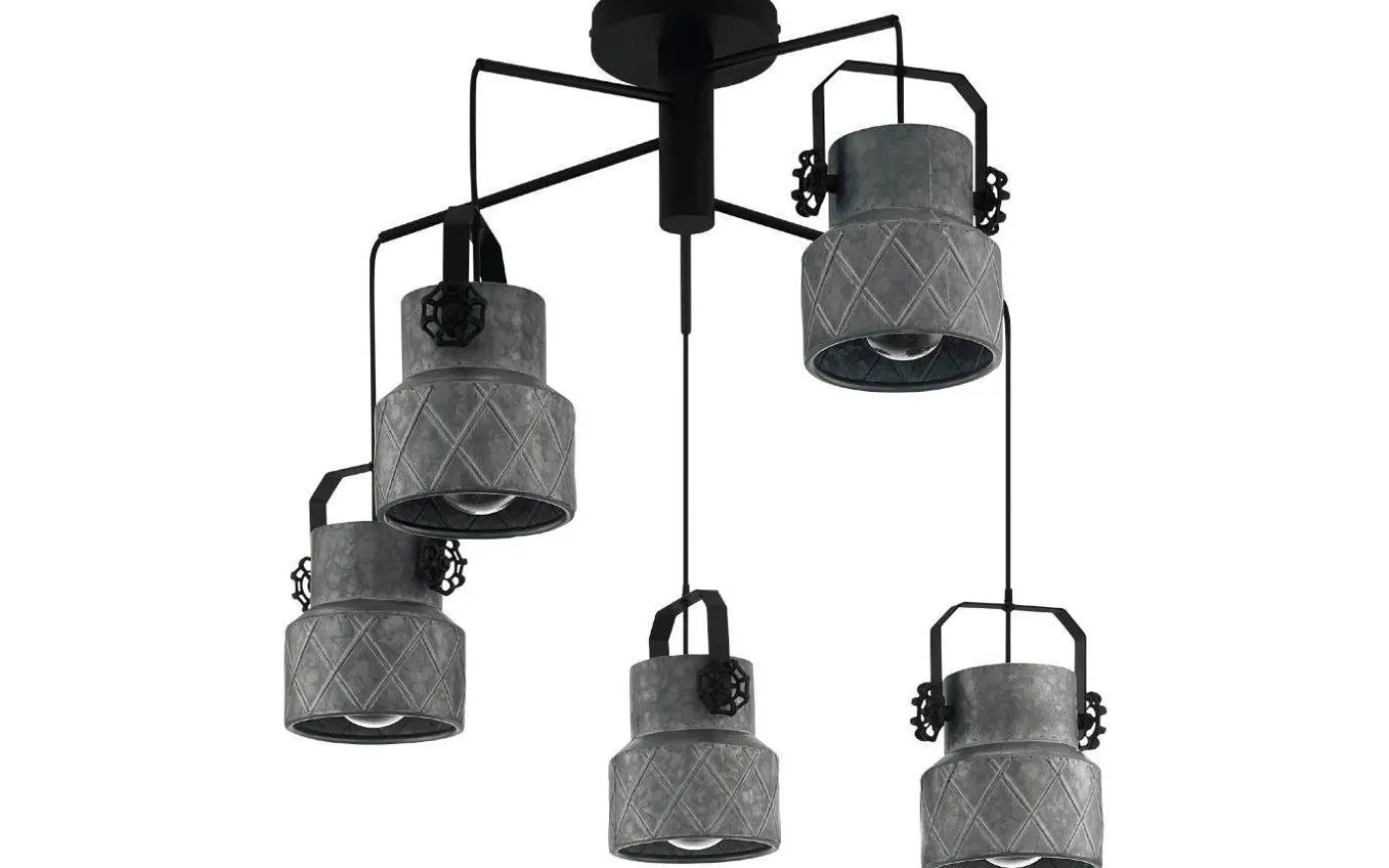 Hilcott Taklampa 68cm 5L Rund Svart/Grå
