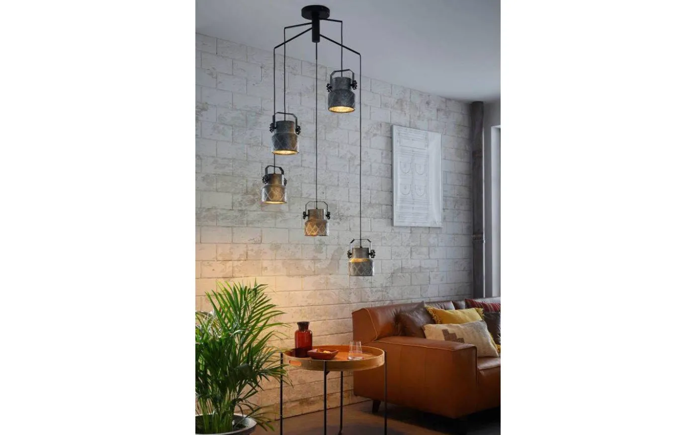 Hilcott Taklampa 68cm 5L Rund Svart/Grå