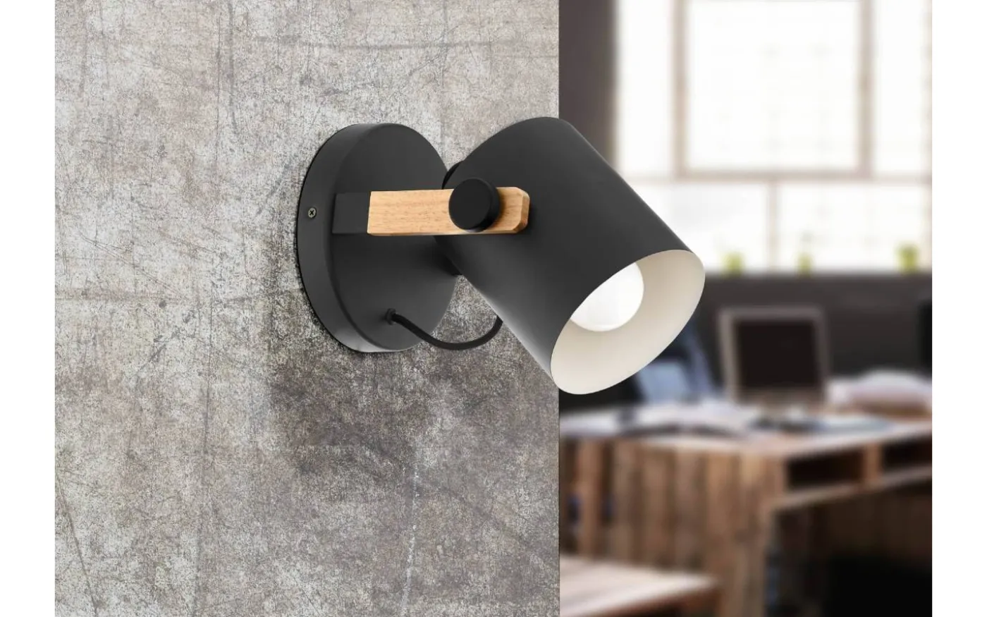 Hornwood Vägglampa Svart/Trä