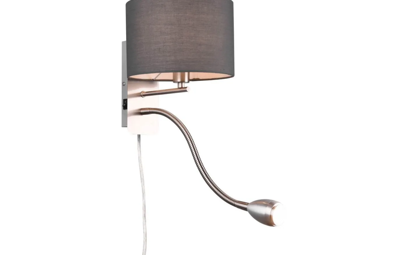 Hotell Vägglampa med läslampa E14 + LED grå