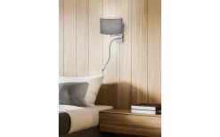 Hotell Vägglampa med läslampa E14 + LED grå