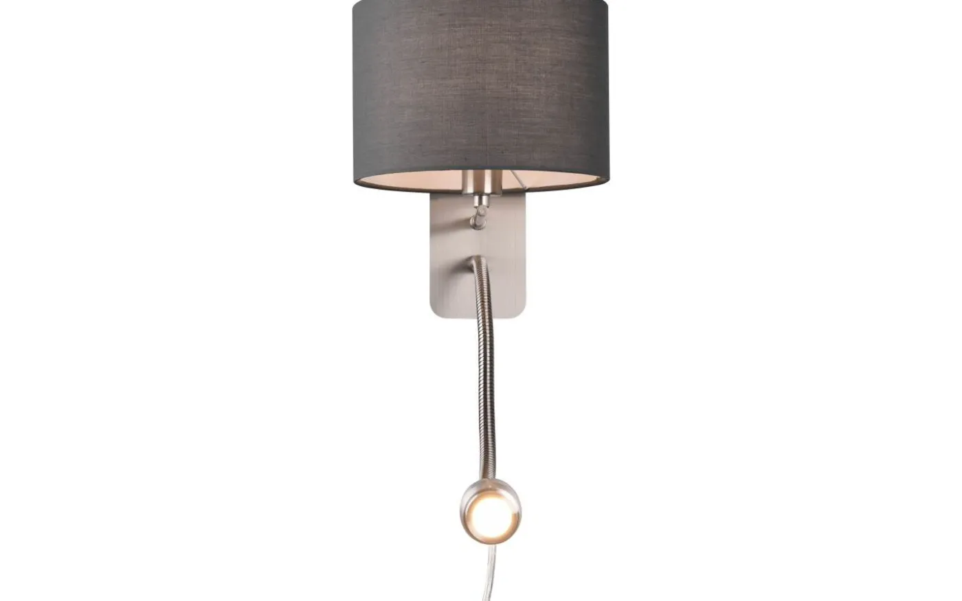 Hotell Vägglampa med läslampa E14 + LED grå