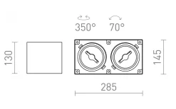 James II Takspotlight 29cm LED 2x15W 3000K Matt Vit