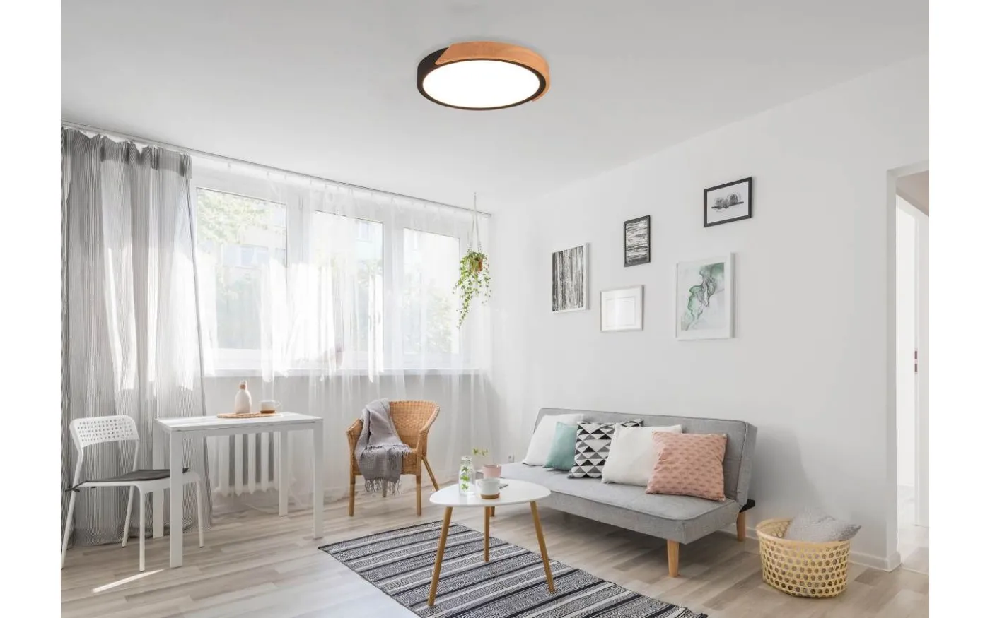 Jano Plafond LED mattsvart/trä