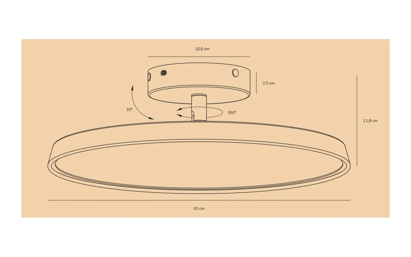 Kaito 2 Pro Plafond 30cm LED 3000K 15W Vit