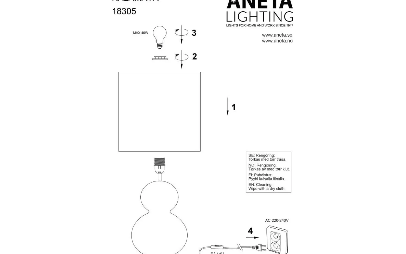 Kalamata Bordslampa 42cm Naturvit