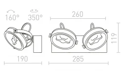 Kelly II Takspotlight Vit LED 2x12W 3000K