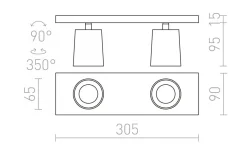 Kenny II Takspotlight 31cm Vit/Svart