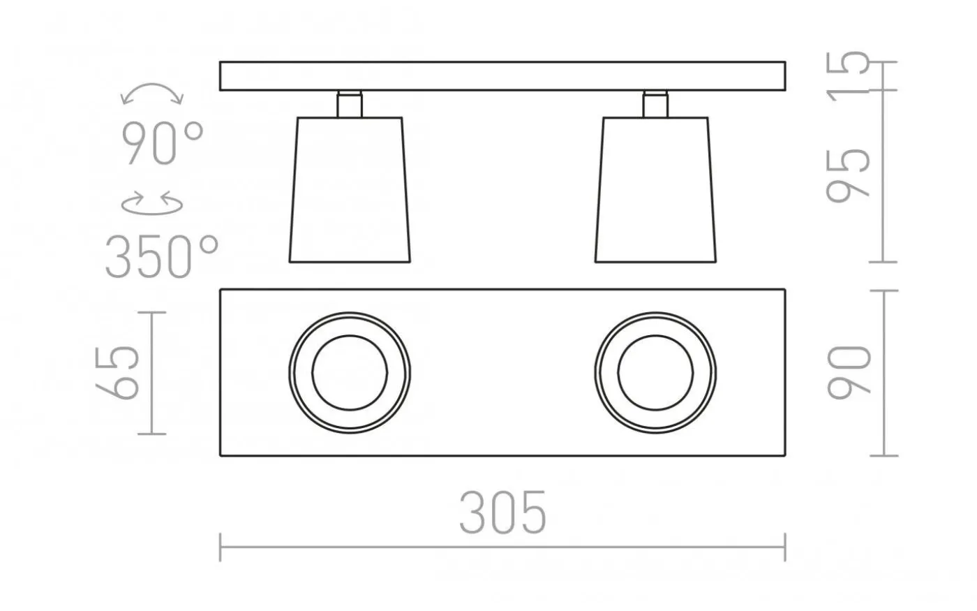 Kenny II Takspotlight 31cm Vit/Svart