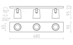Kenny III Takspotlight 48cm Vit/Svart
