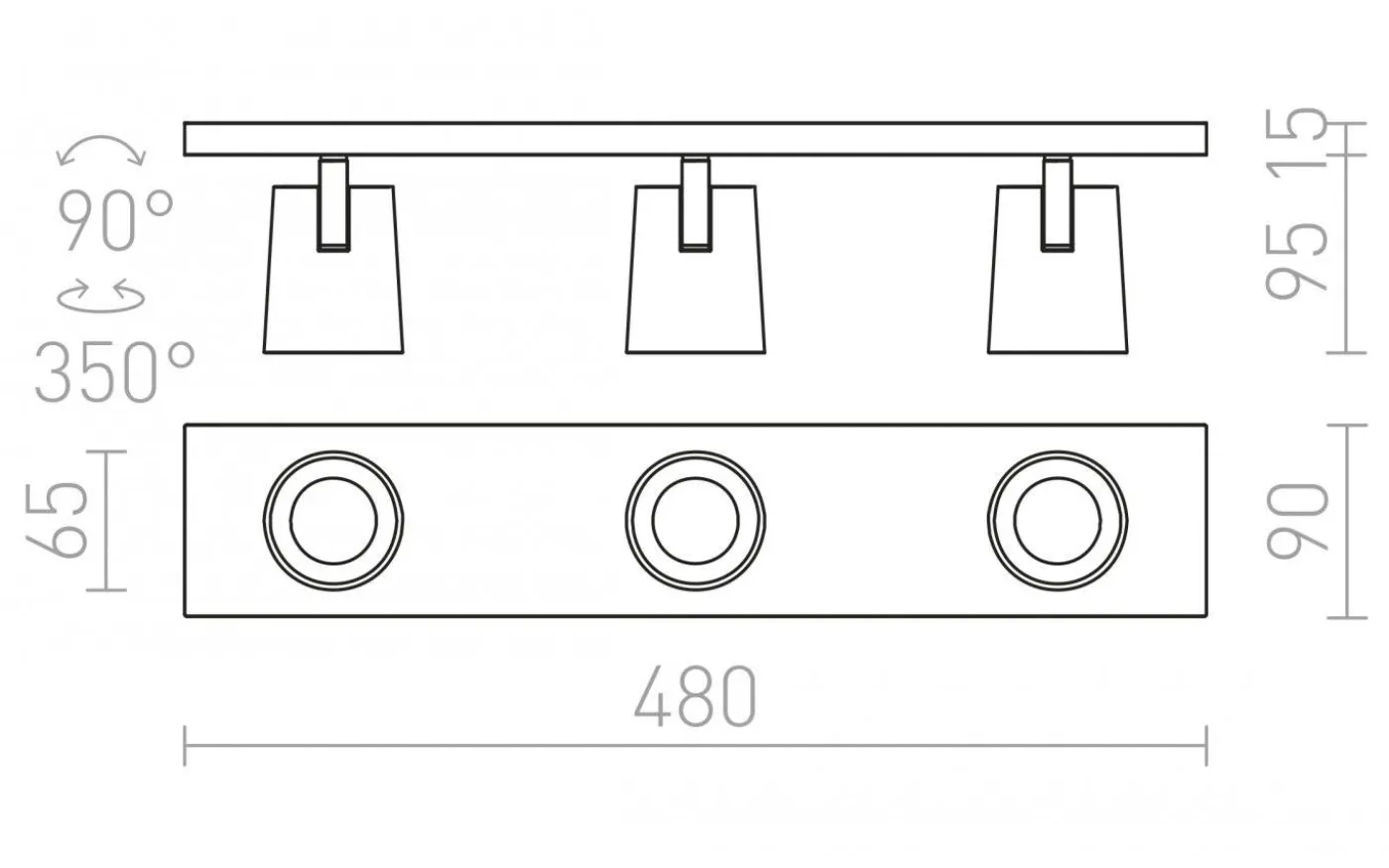Kenny III Takspotlight 48cm Vit/Svart