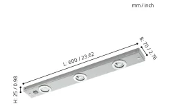 Kob Bänkbelysning 60cm LED 3000K 3x2,3W Nickel