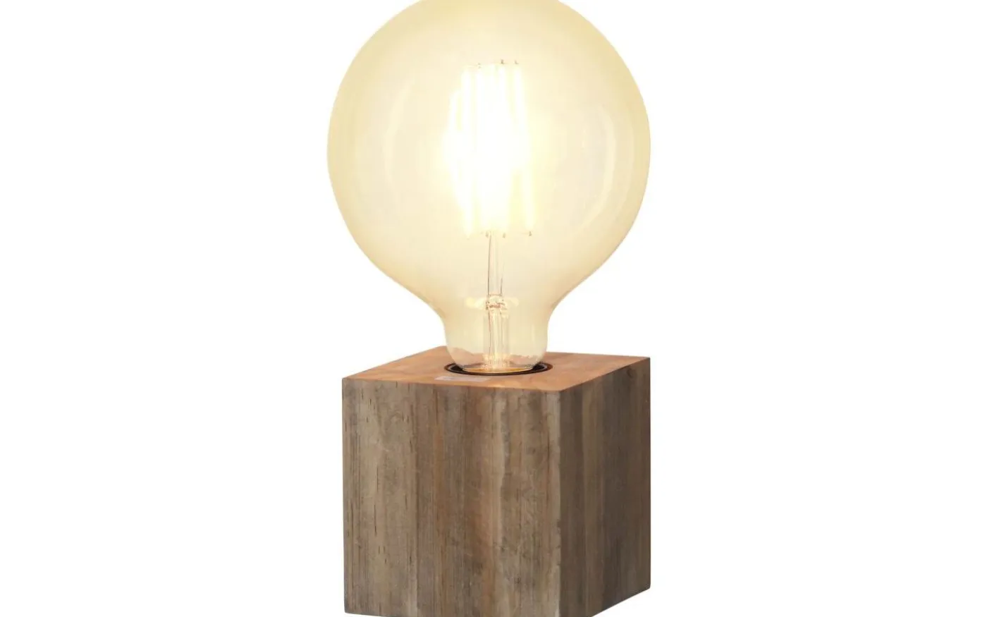 Kub Bordslampa 10cm Brun Trä