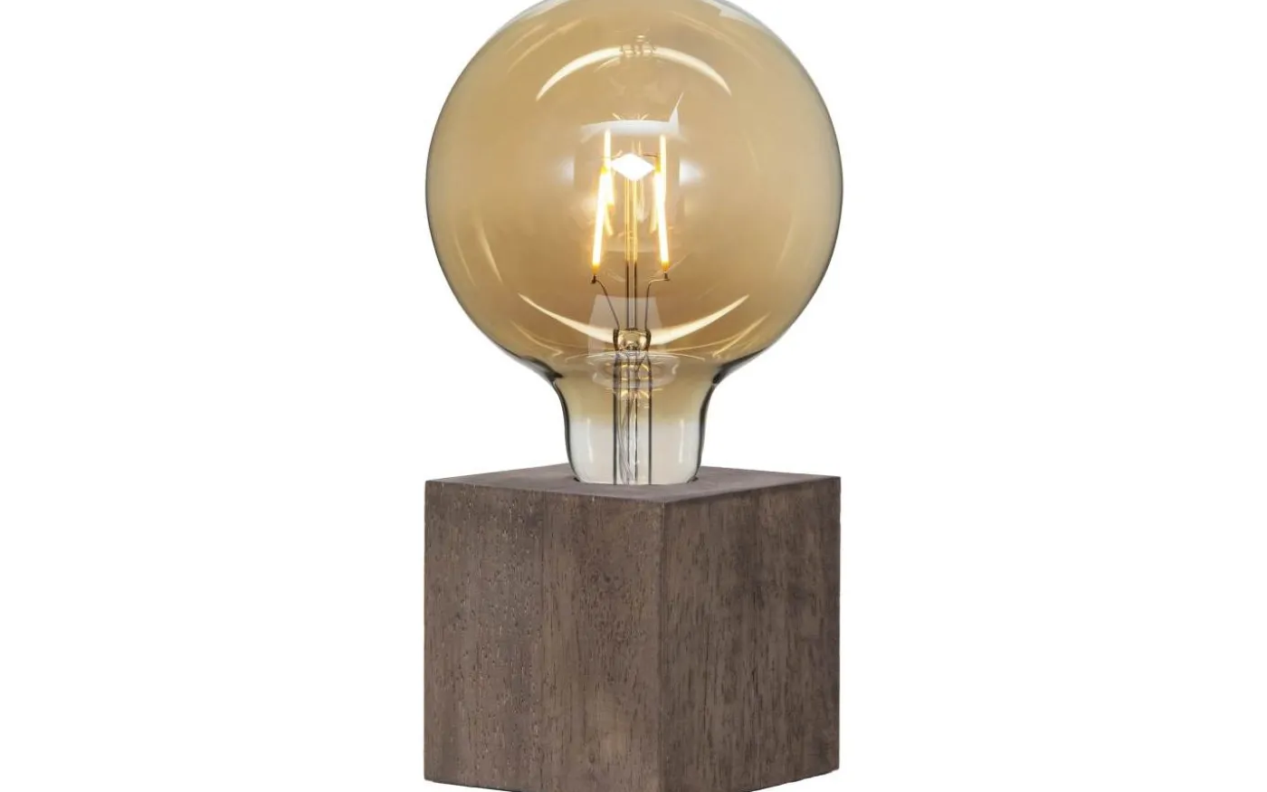 Kub Bordslampa 10cm Brun Trä