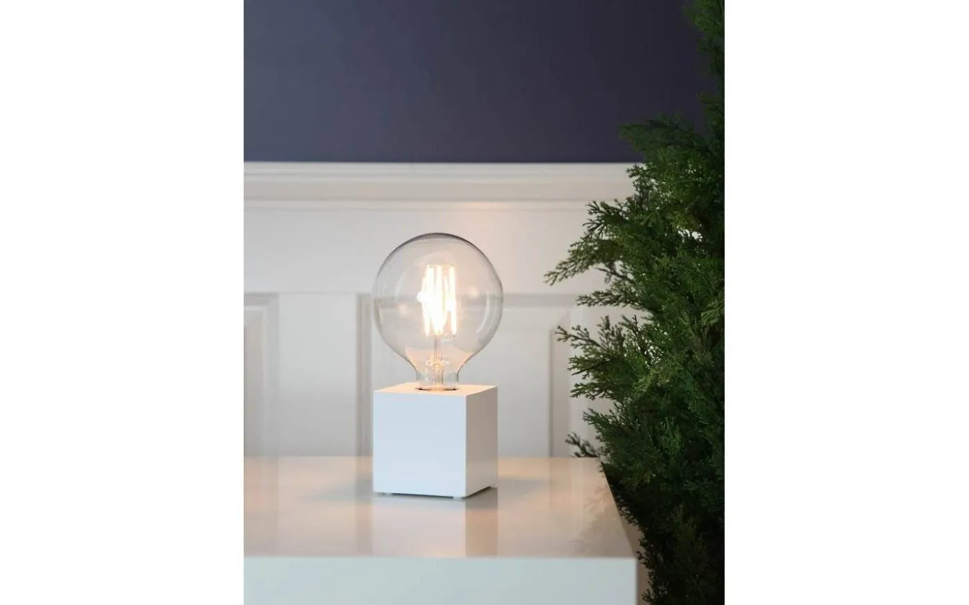 Kub Bordslampa E27 9cm Vit