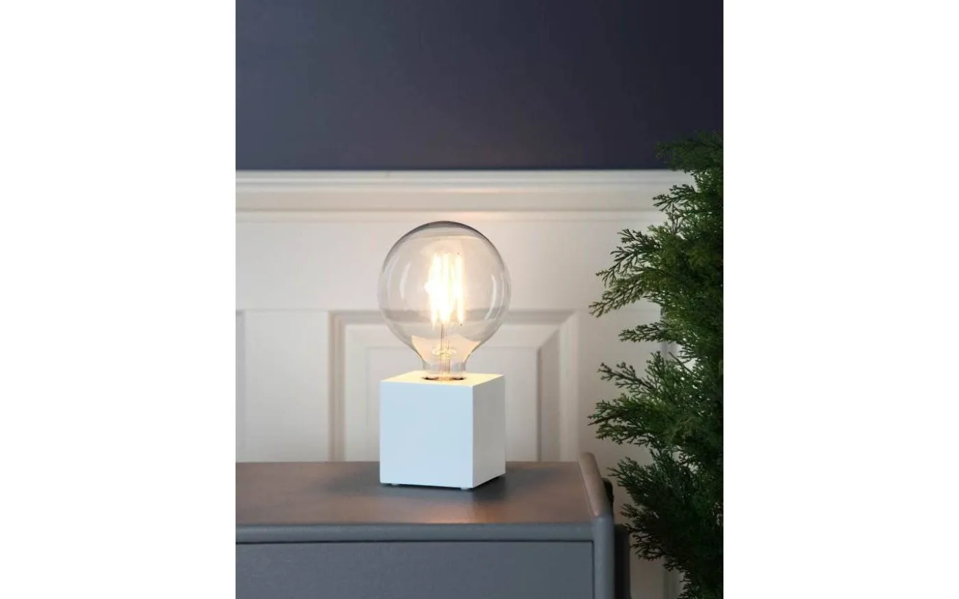 Kub Bordslampa E27 9cm Vit