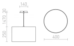 Lalo Taklampa Krämvit/Matt nickel 40cm 3xE27