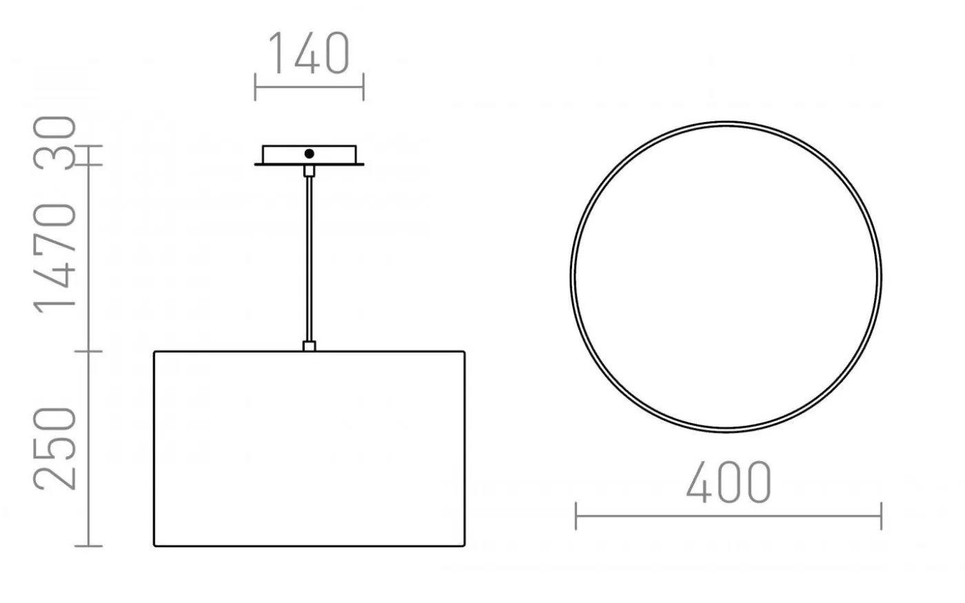 Lalo Taklampa Krämvit/Matt nickel 40cm 3xE27
