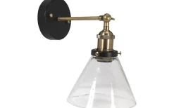 Lambda Vägglampa 18cm Svart/Mässing Klar