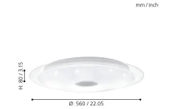 Lanciano Plafond 56cm LED 3000-5000K 33W med Fjärrkontroll Vit