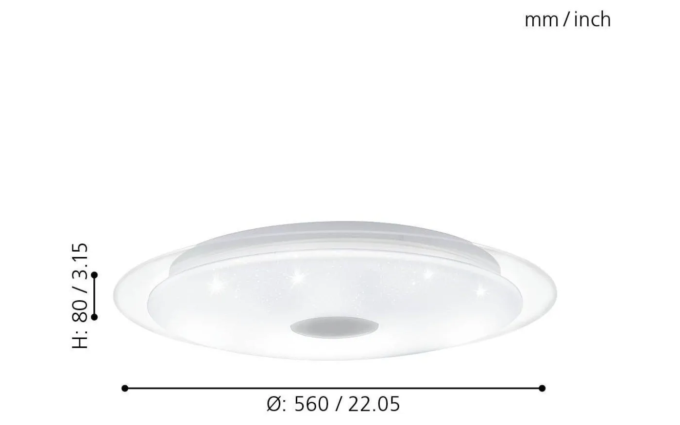Lanciano Plafond 56cm LED 3000-5000K 33W med Fjärrkontroll Vit