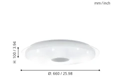 Lanciano Plafond 66cm LED 3000-5000K 36W med Fjärrkontroll Vit