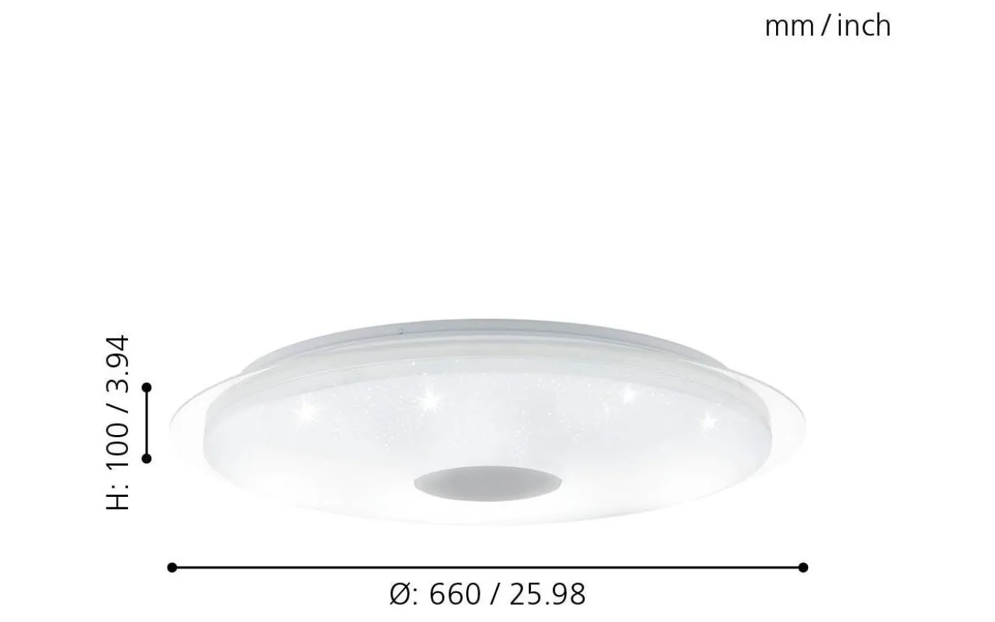 Lanciano Plafond 66cm LED 3000-5000K 36W med Fjärrkontroll Vit