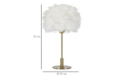 Largo Bordslampa Kullfjäder 50cm Vit/Guld