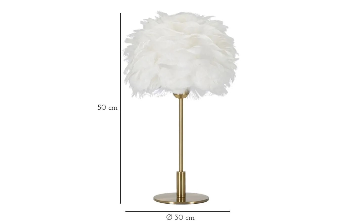 Largo Bordslampa Kullfjäder 50cm Vit/Guld