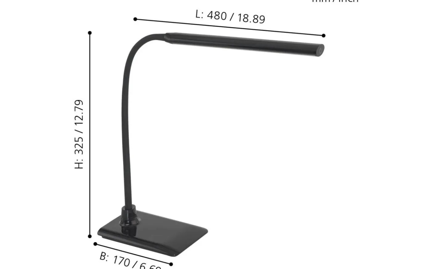 Laroa Skrivbordslampa 33cm LED 4000K 3,5W Svart