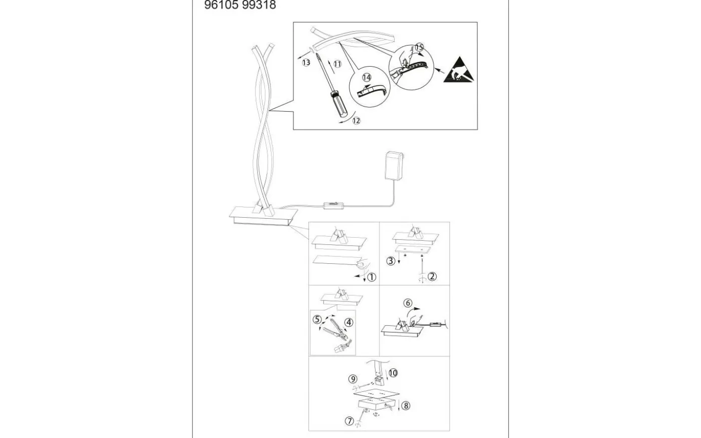 Lasana 3 Bordslampa 46cm LED 3000K 10W Svart
