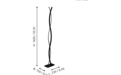 Lasana 3 Golvlampa 142cm LED 3000K 32W Svart
