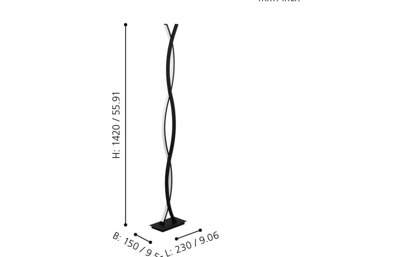 Lasana 3 Golvlampa 142cm LED 3000K 32W Svart