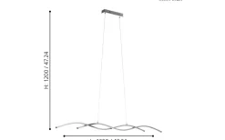 Lasana 2 Taklampa 120cm LED 3000K 2x14W Krom