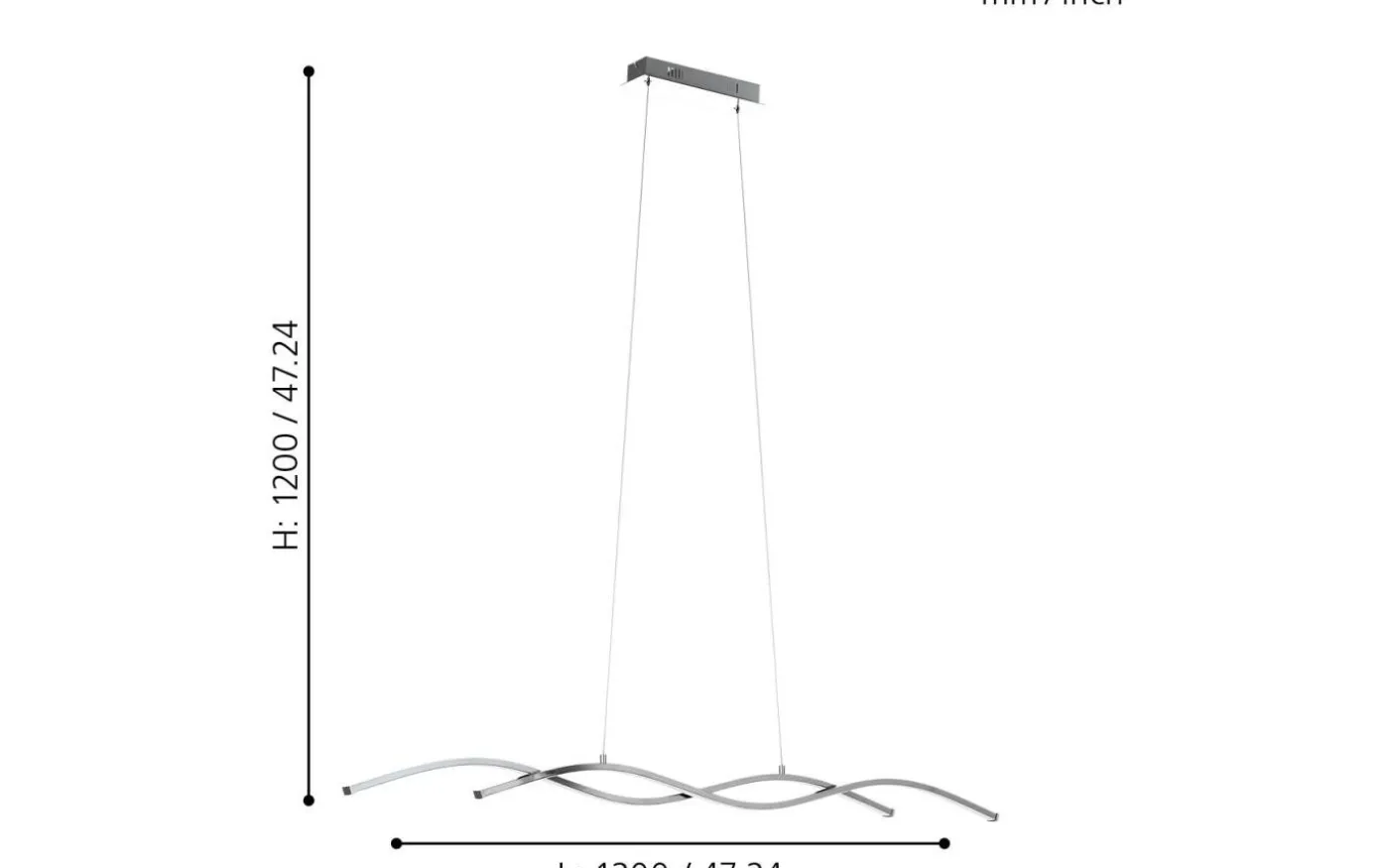 Lasana 2 Taklampa 120cm LED 3000K 2x14W Krom