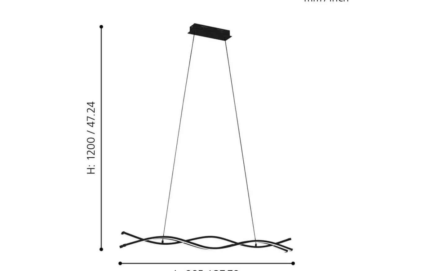 Lasana 3 Taklampa 99cm LED 3000K 36W Svart