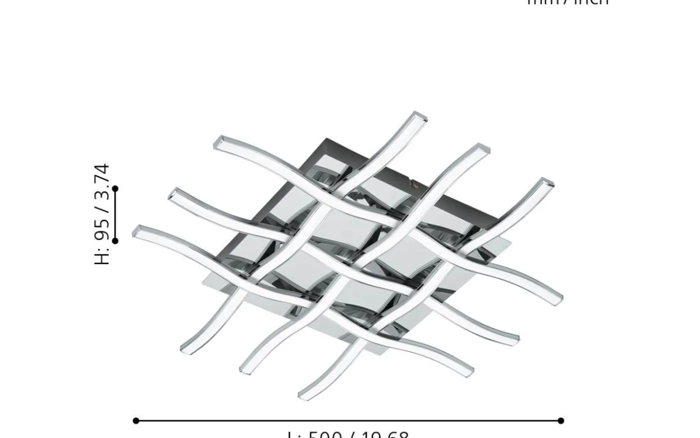 Lasana Plafond 50cm LED 3000K 36W Krom