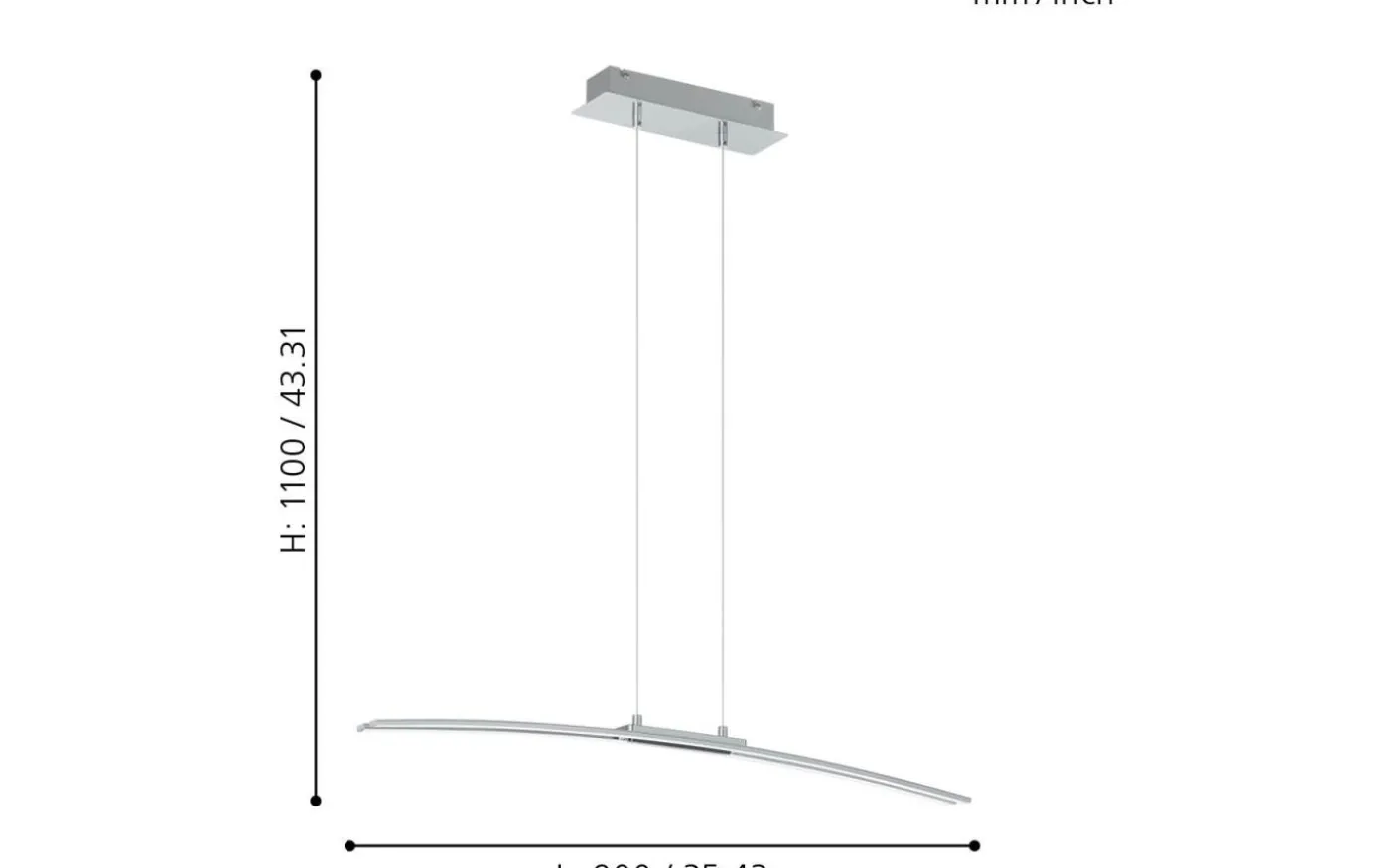 Lasana Taklampa 90cm LED 3000K 30W Krom