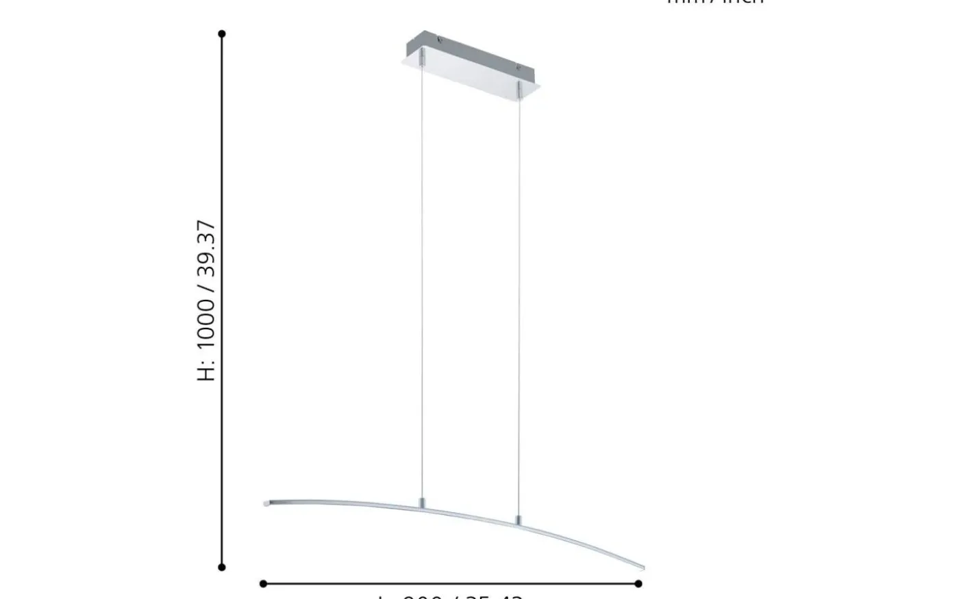 Lasana Taklampa 90cm LED 3000K 15W Krom